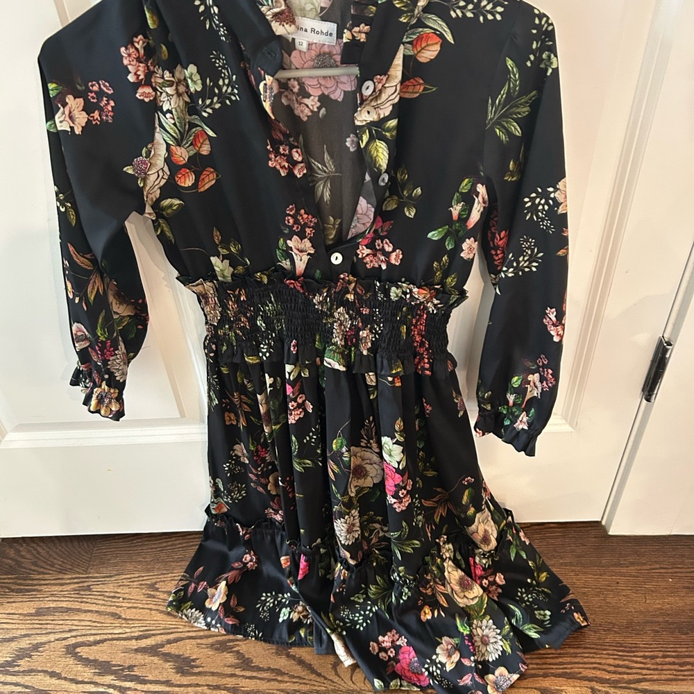 Christina Floral Kids Dress - Black and Multicolor